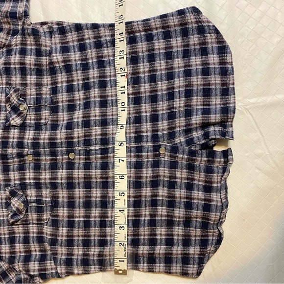 Periscope Blue and White Plaid pearl snap Button-Up Shirt Med - Picture 8 of 9